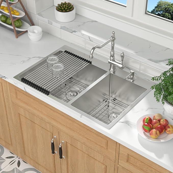 Mocoloo 33 Drop In Kitchen Sink Double Bowl 33