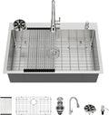 33x22 Drop In Kitchen Sink with Faucet Combo16 Gauge Stainless Steel Single Bowl Kitchen Sink